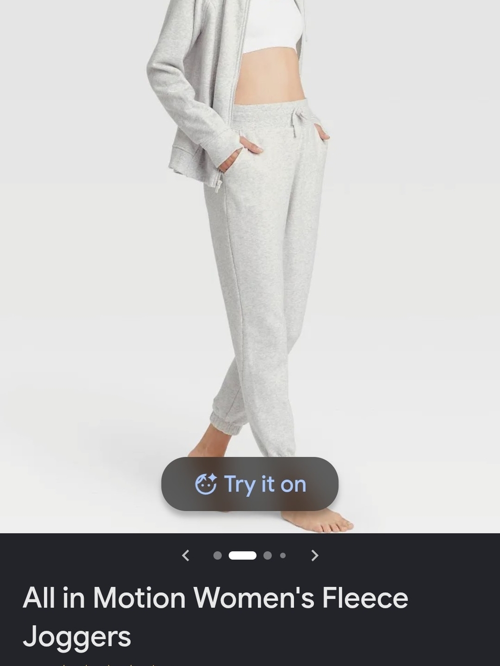All in Motion Women's Light Gray Fleece Joggers